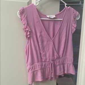 Lilac crop ruffle leeve blouse